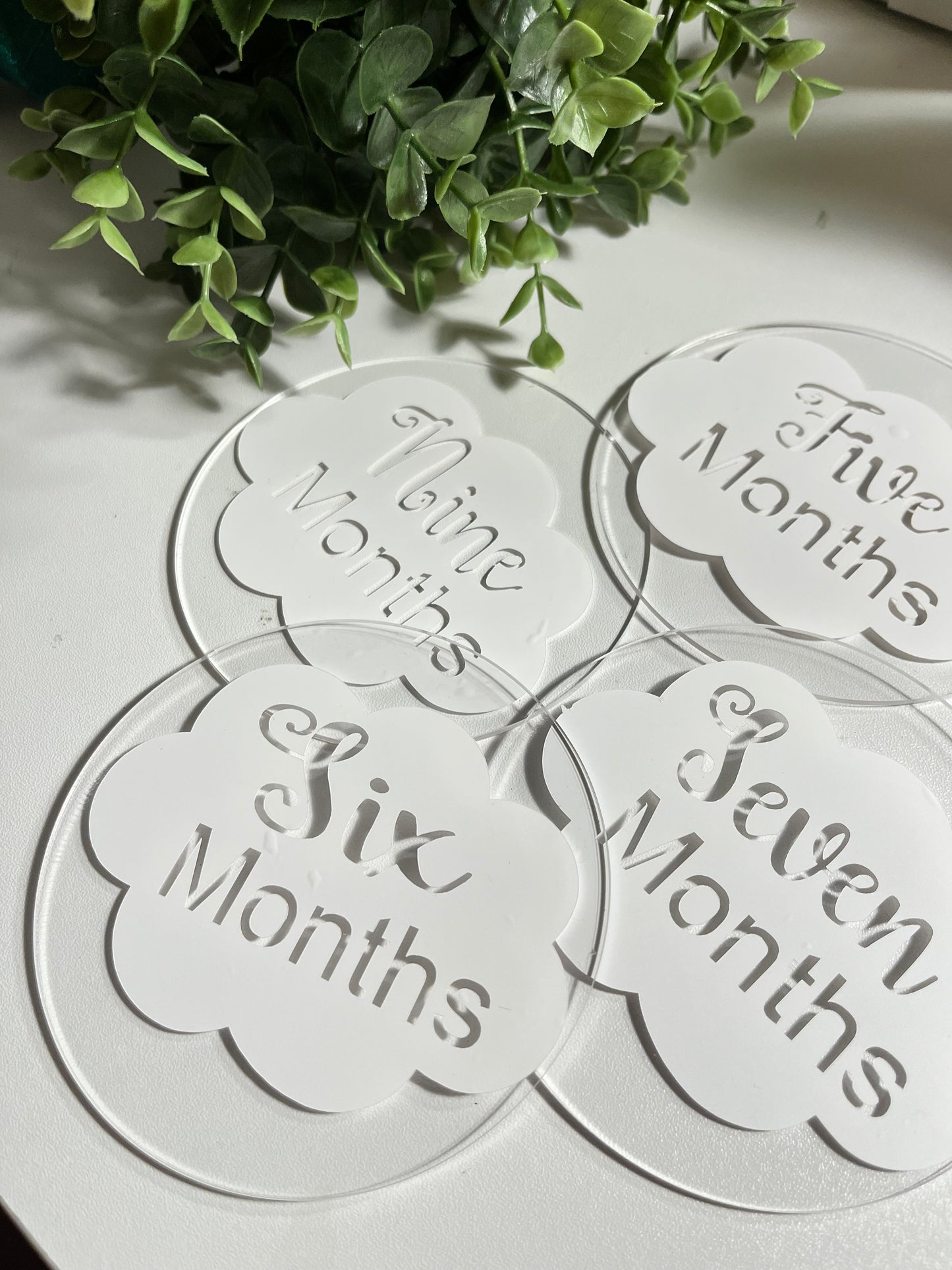 Acrylic monthly milestone markers cloud design