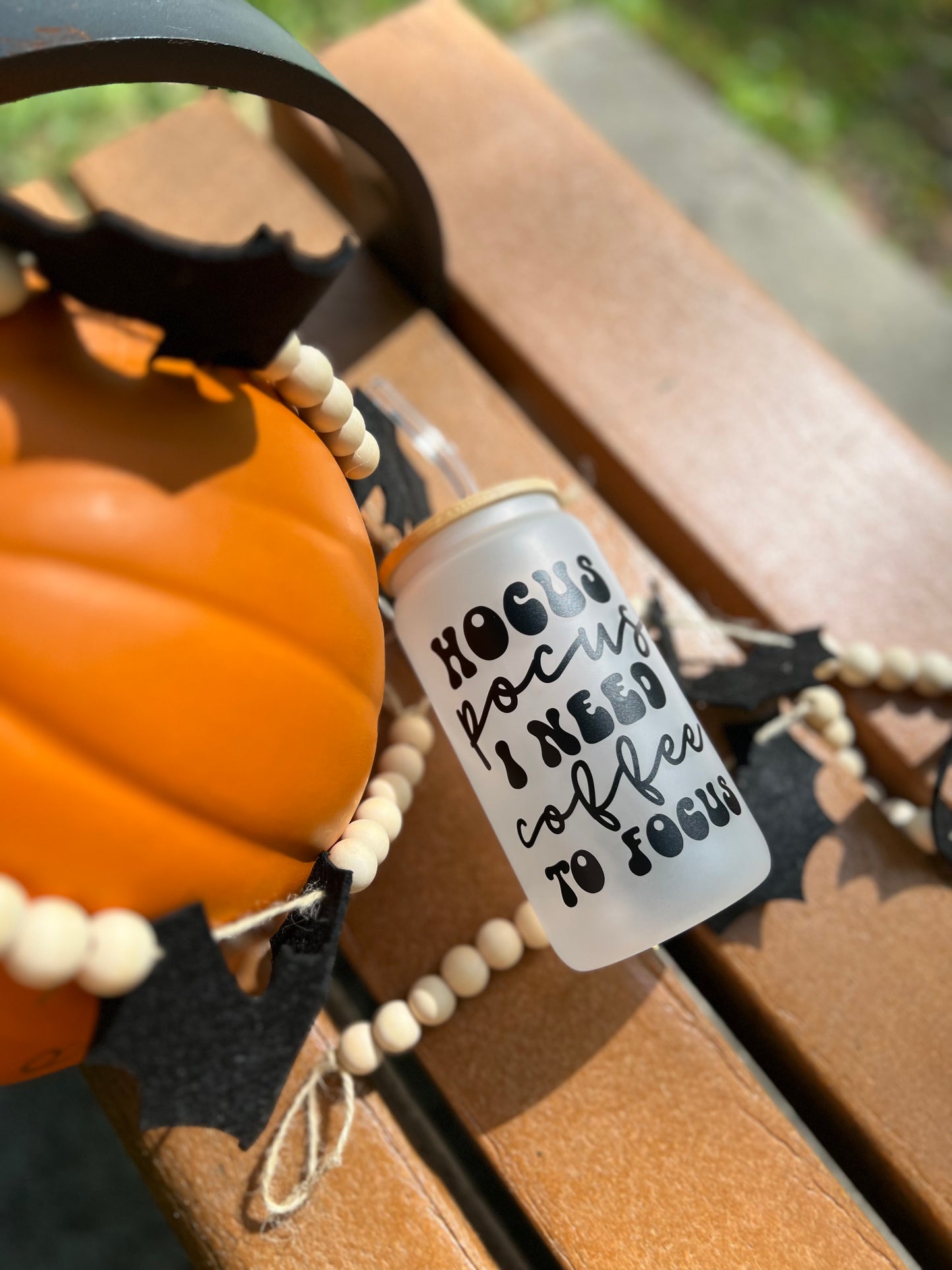 Spooky ice coffee glass