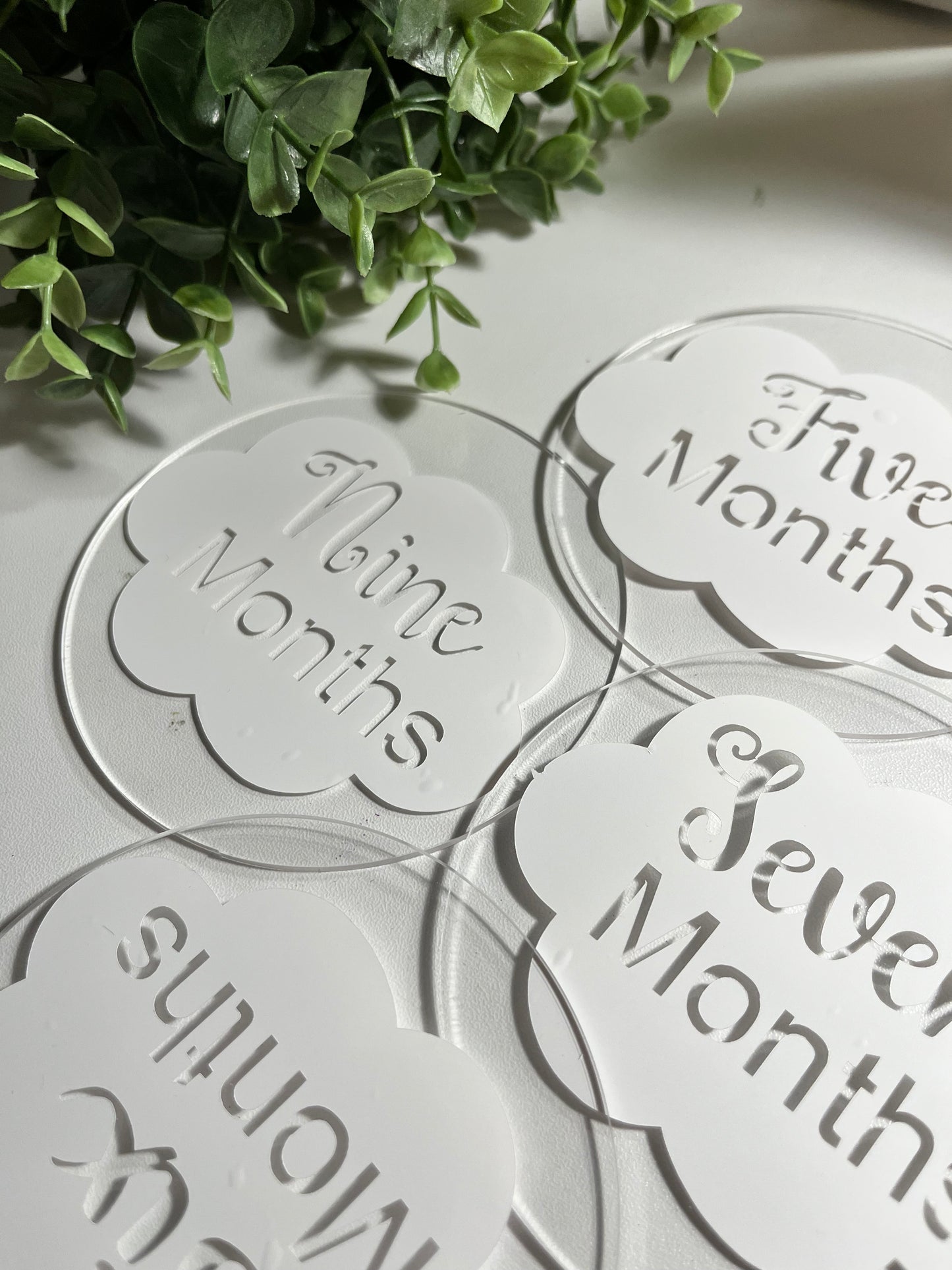 Acrylic monthly milestone markers cloud design