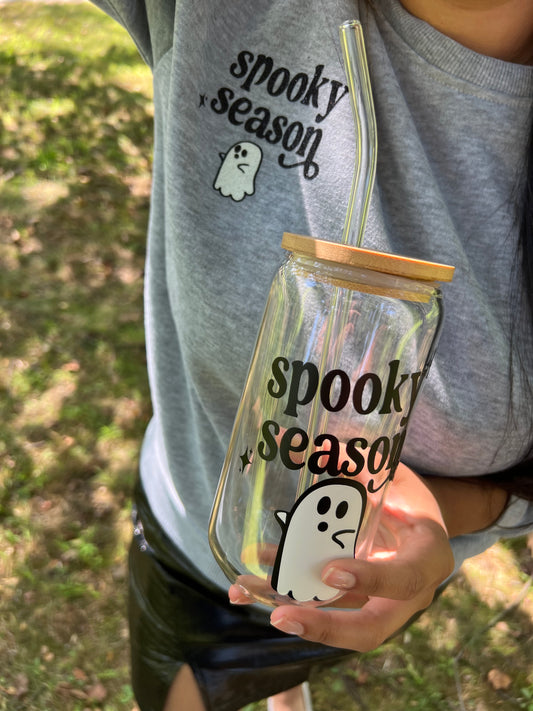 Spooky ice coffee glass