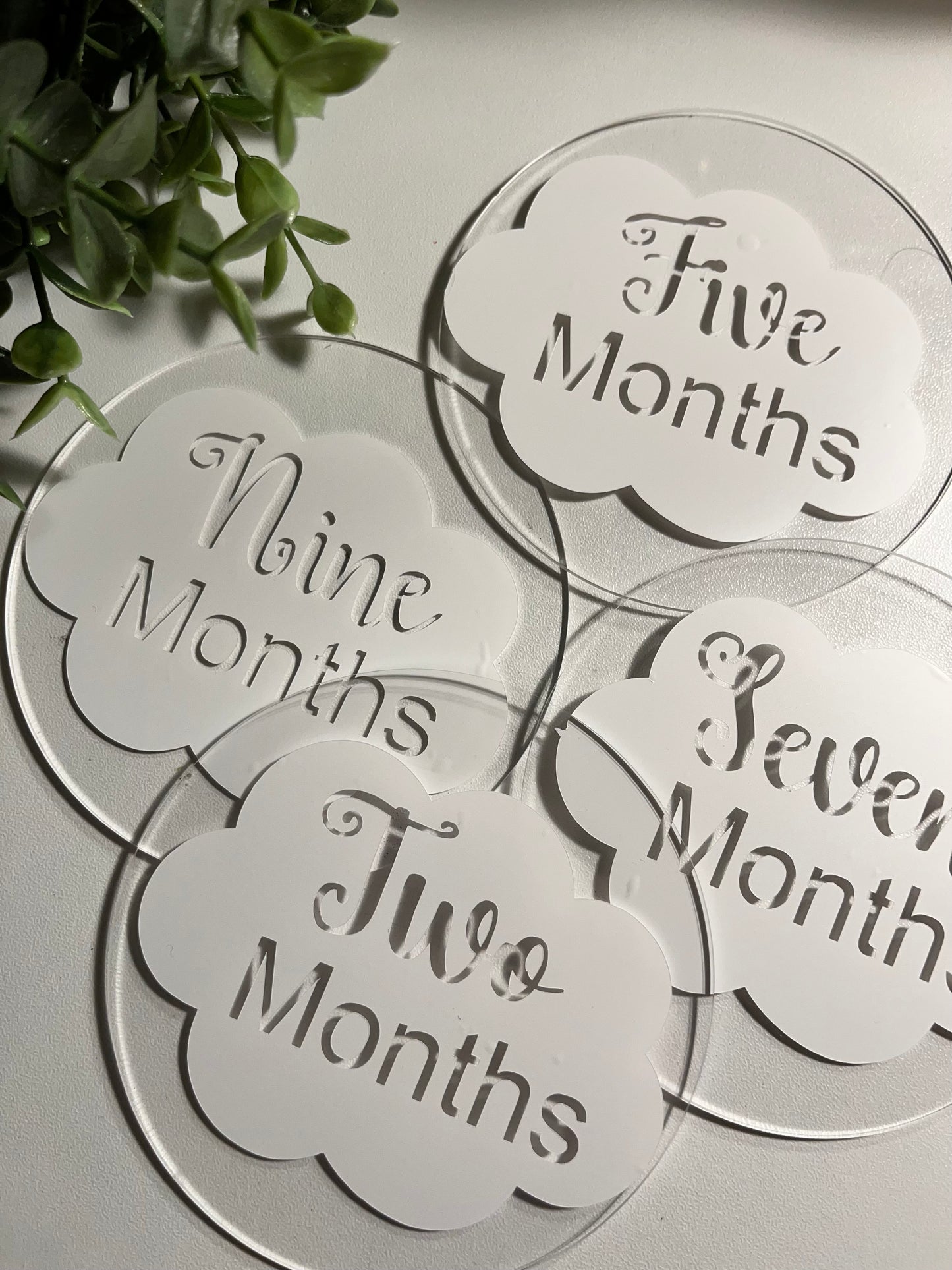 Acrylic monthly milestone markers cloud design